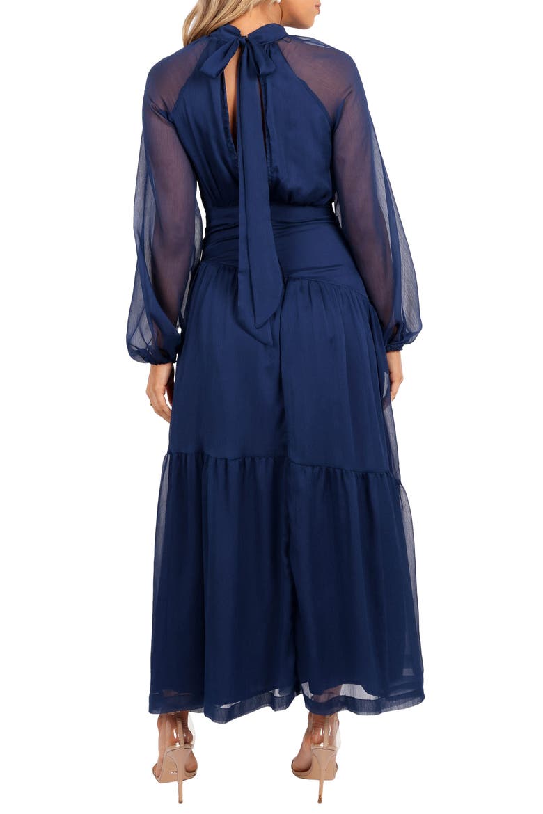 Julip Long Sleeve Tiered Maxi Dress, Alternate, color, NAVY