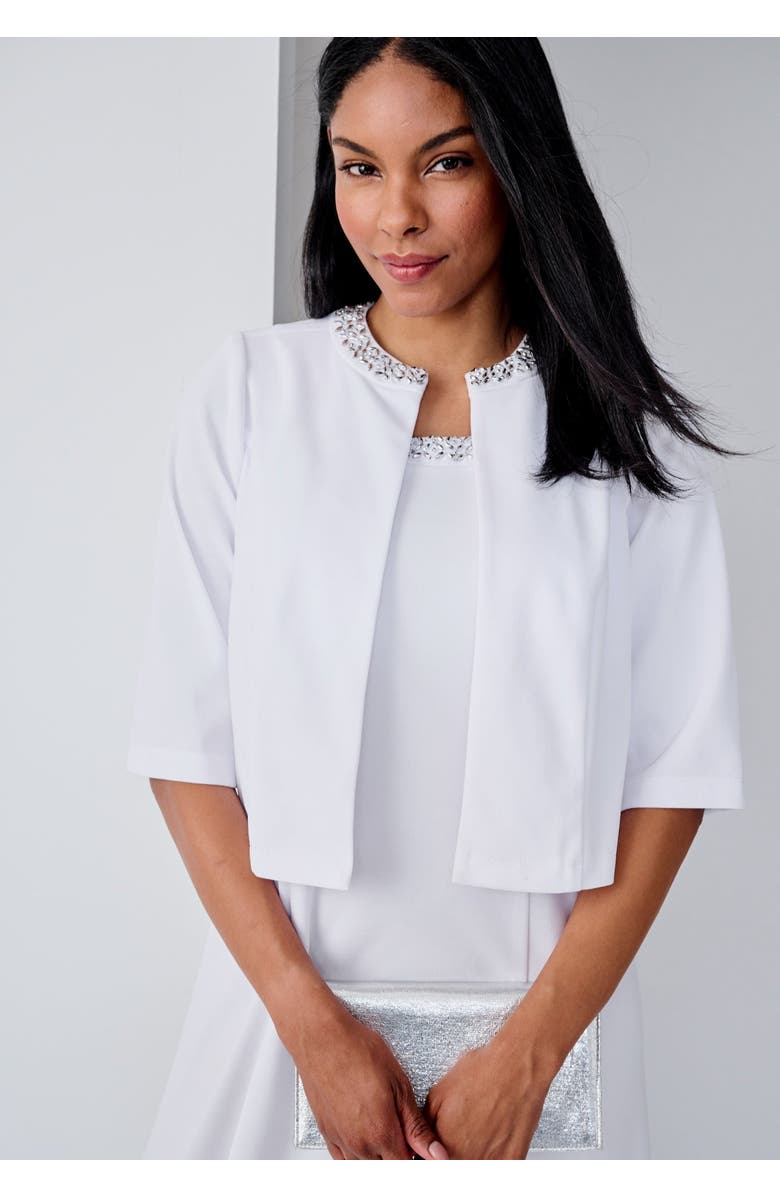 Jessica London 2-Piece Beaded Jacket Dress, Alternate, color, Black Beaded Neck