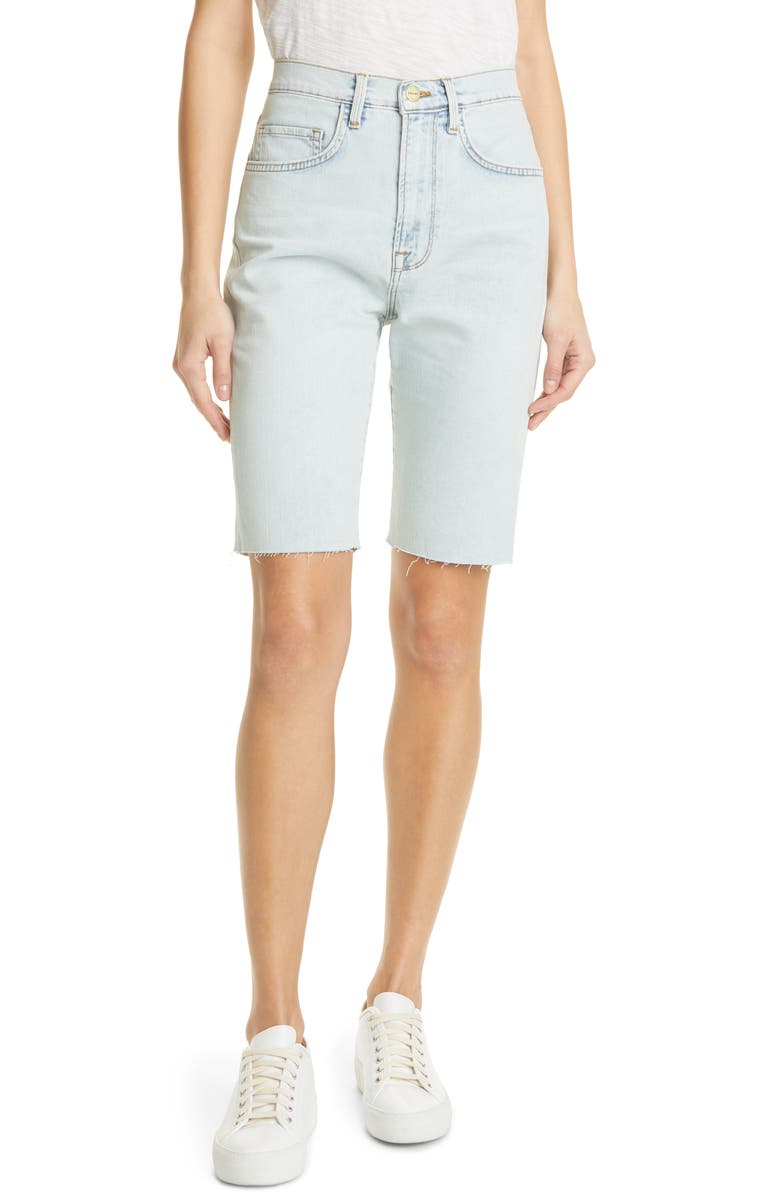 FRAME Le Vintage Raw Edge High Waist Denim Bermuda Shorts, Main, color, 