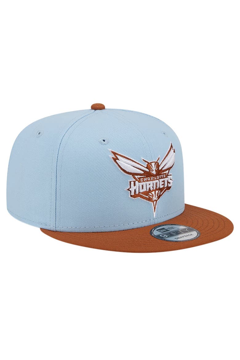 Men's New Era Light Blue/Brown Charlotte Hornets 2-Tone Color Pack 9FIFTY Snapback Hat, Alternate, color, Light Blue