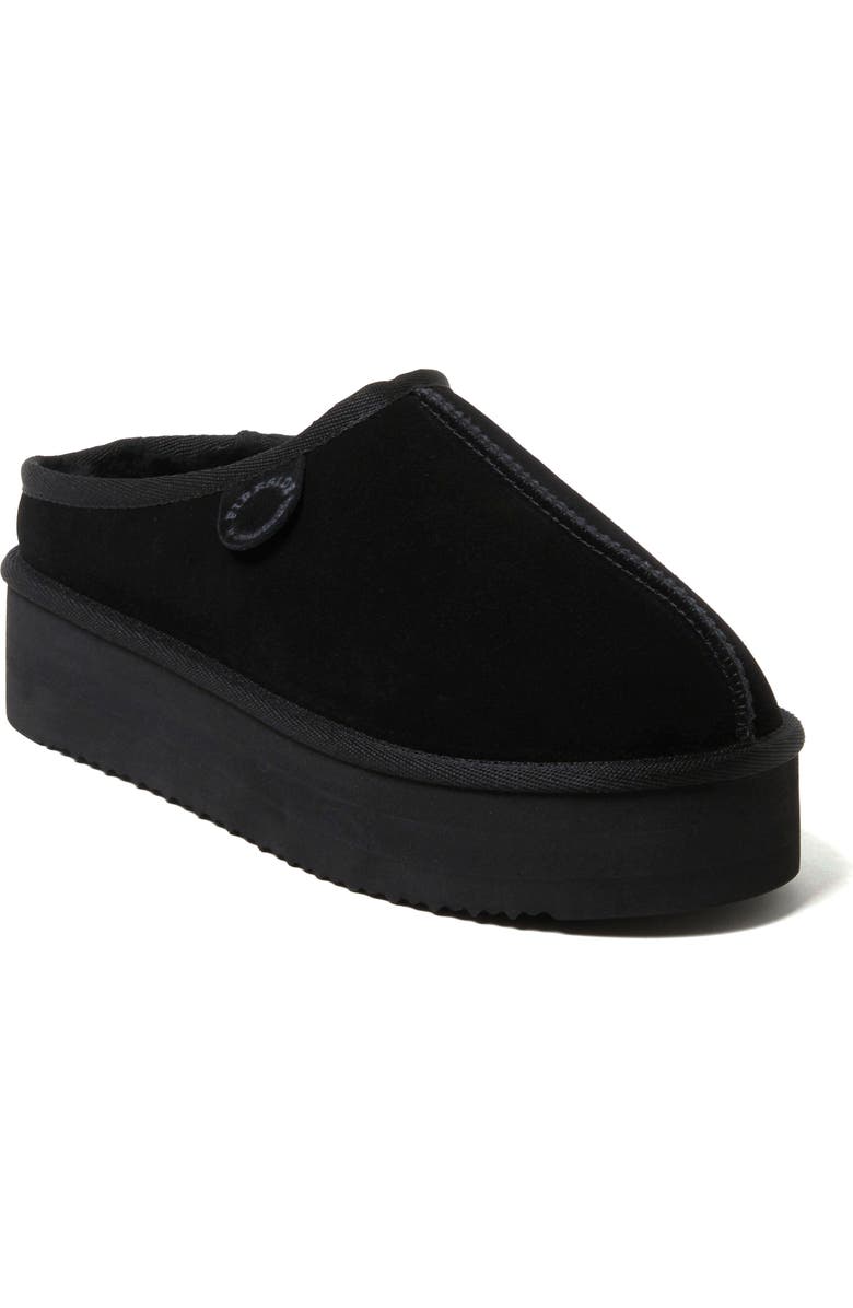 DEARFOAMS Fireside Queenstown Genuine Shearling Platform Clog Slipper, Main, color, Black
