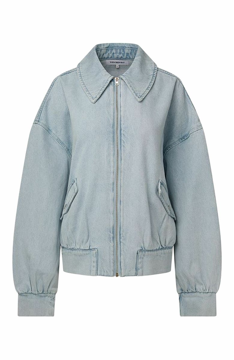WeWoreWhat Denim Bomber Jacket, Main, color, Super Light