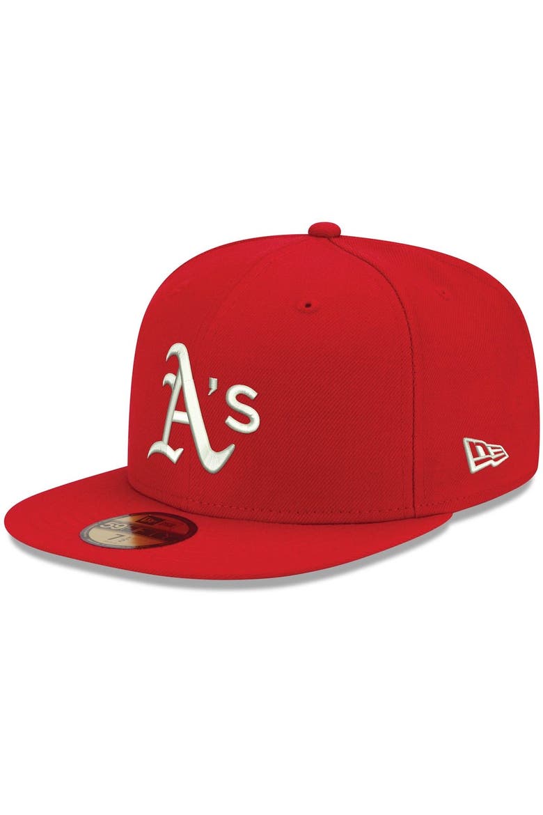 Men's New Era Red Oakland Athletics White Logo 59FIFTY Fitted Hat, Main, color, Red