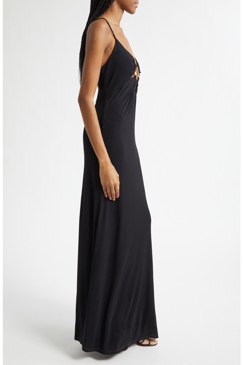 Chrissy Cutout Sleeveless Gown, Alternate, color, BLACK