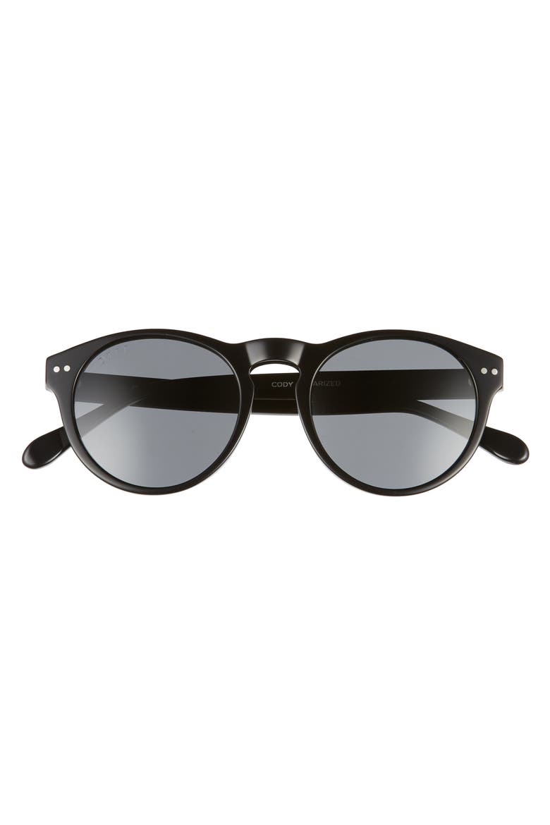 Cody 50mm Polarized Round Sunglasses, Alternate, color, BLACK/ GREY