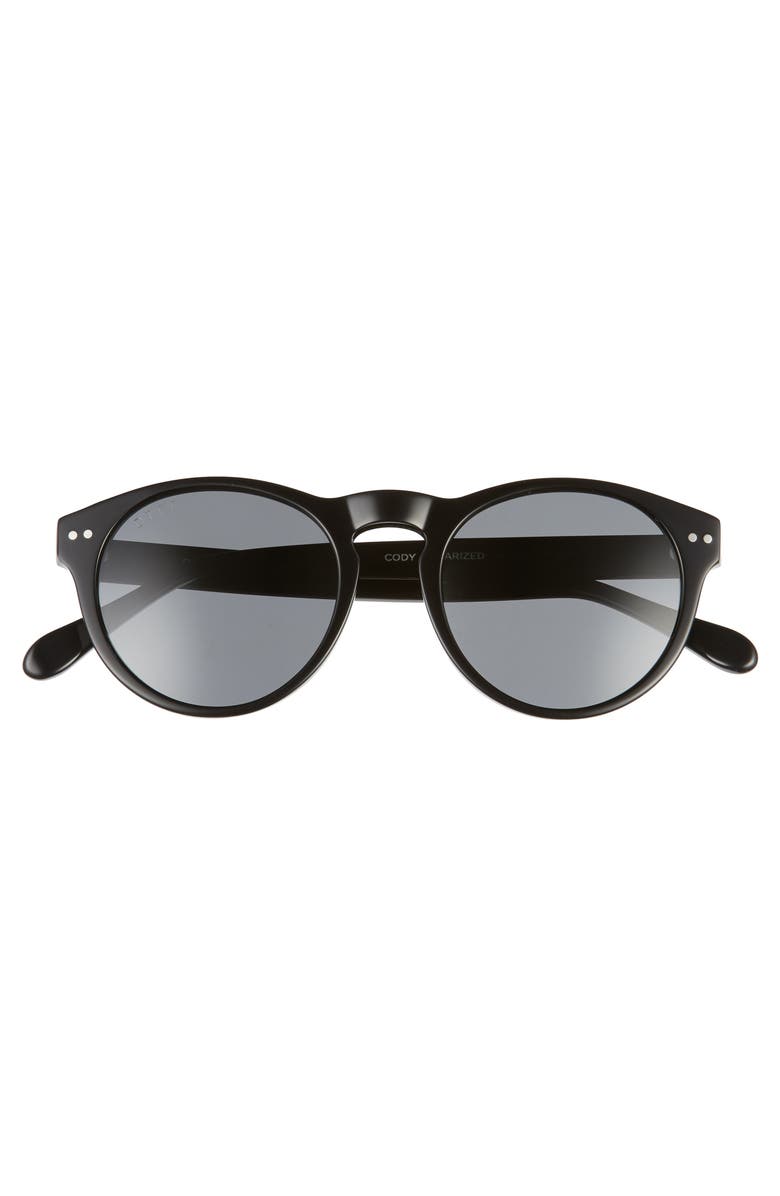 DIFF Cody 50mm Polarized Round Sunglasses, Alternate, color, Black/ Grey