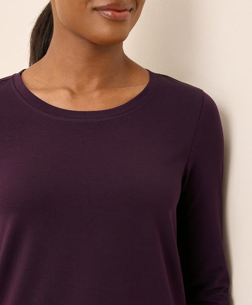 Pact Luxe Stretch Jersey Swing Long Sleeve Tee In Purple