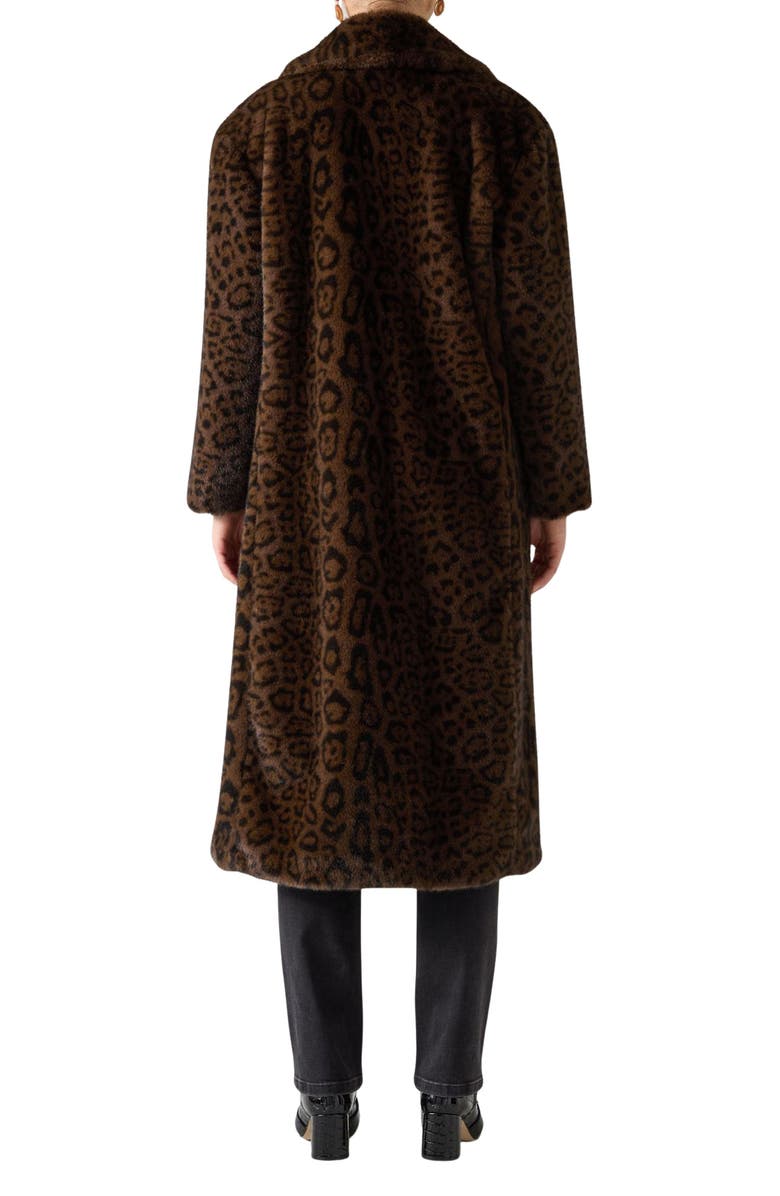 LK Bennett Leila Animal Print Faux Fur Coat, Alternate, color, Brown