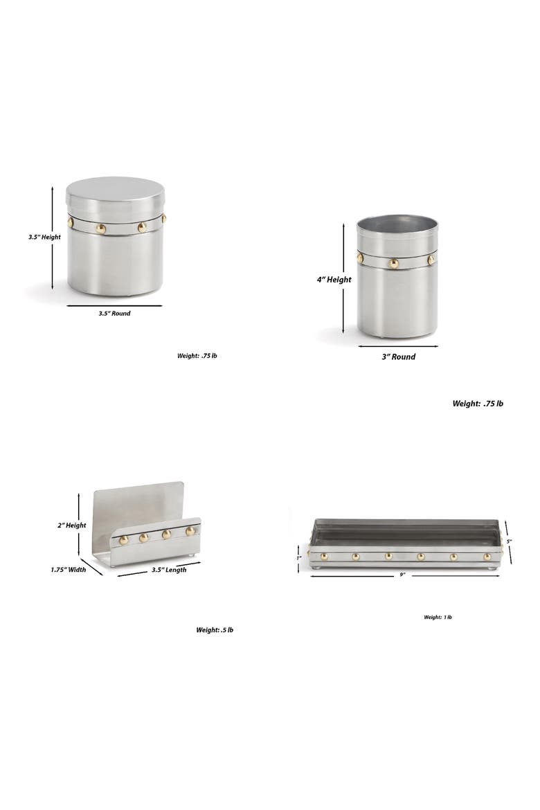 Rivet 4-Piece Desk Accessory Set, Alternate, color, SILVER