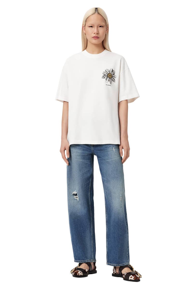 AllSaints Etta Petal Graphic T-Shirt, Alternate, color, Chalk White