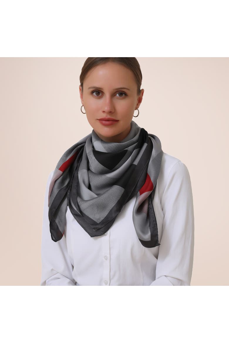 Checkered & Trimmed Ultrasoft Lightweight Scarf, Main, color, Grey/Red