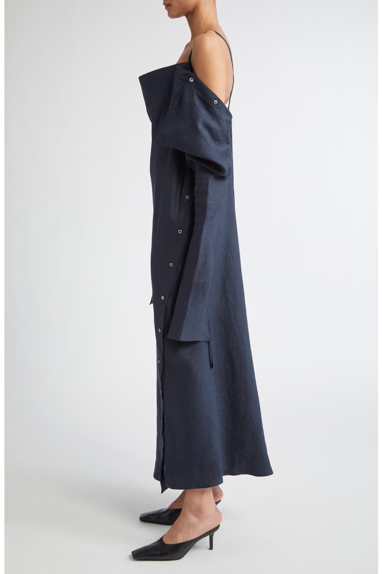 Origami 1 Convertible Long Sleeve Linen Dress, Alternate, color, NAVY