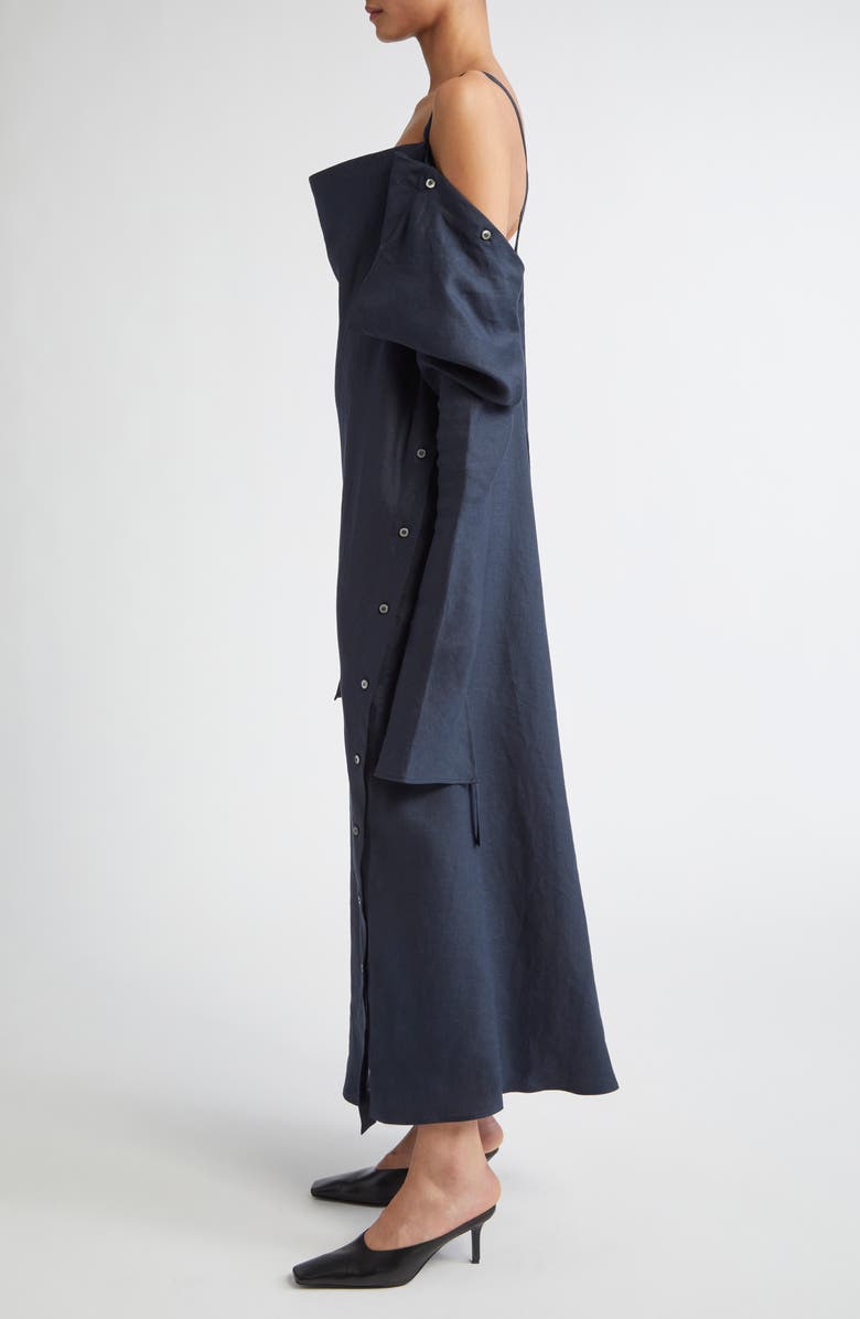 SETCHU Origami 1 Convertible Long Sleeve Linen Dress, Alternate, color, Navy