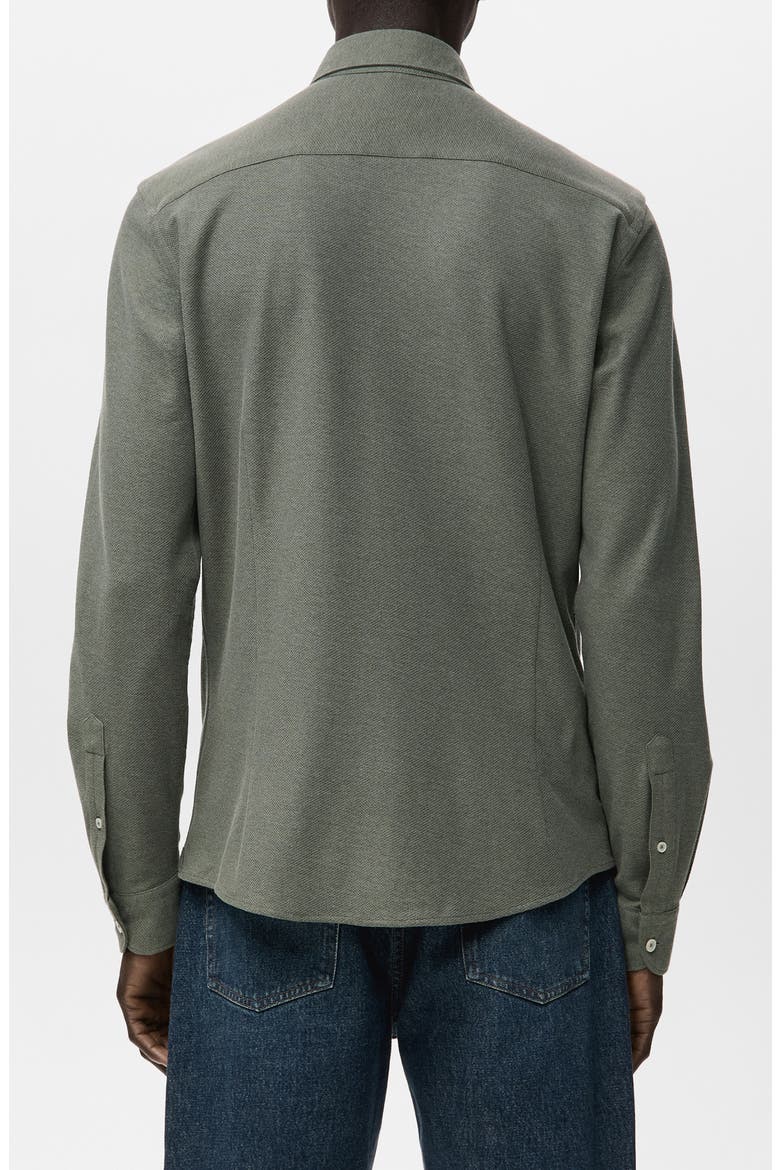Slim Fit Cotton Piqué Button-Up Shirt, Alternate, color, GREEN