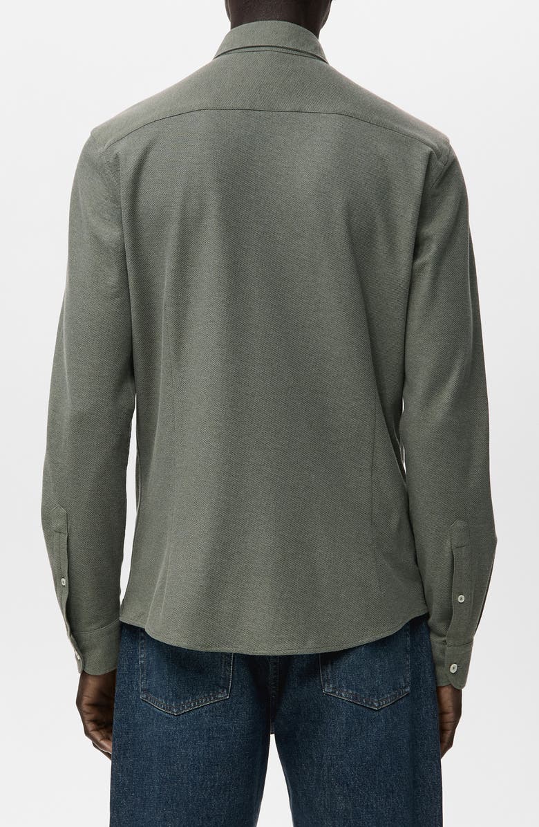 MANGO Slim Fit Cotton Piqué Button-Up Shirt, Alternate, color, Green