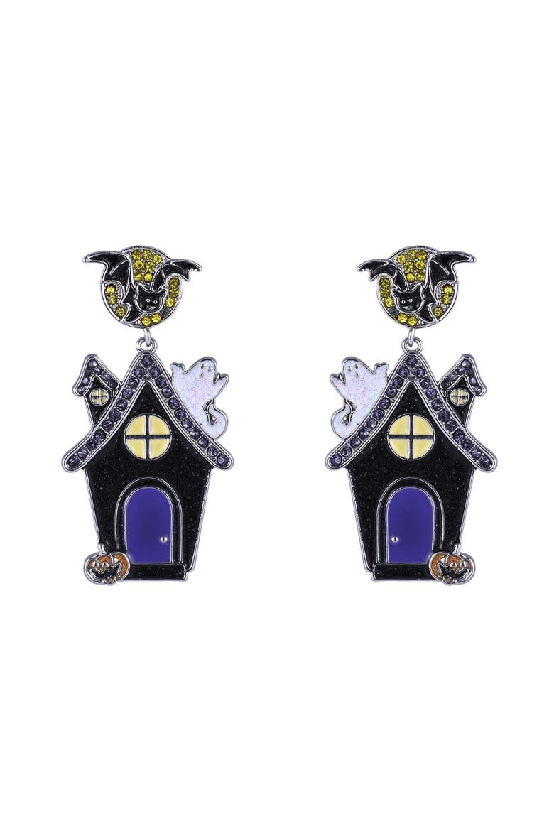 Halloween Haunted House Earrings, Alternate, color, Purple