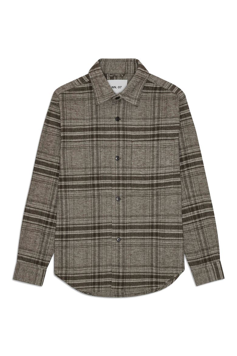 Adwin 5292 Plaid Organic Cotton Flannel Button-Up Shirt, Main, color, CREME CHECK