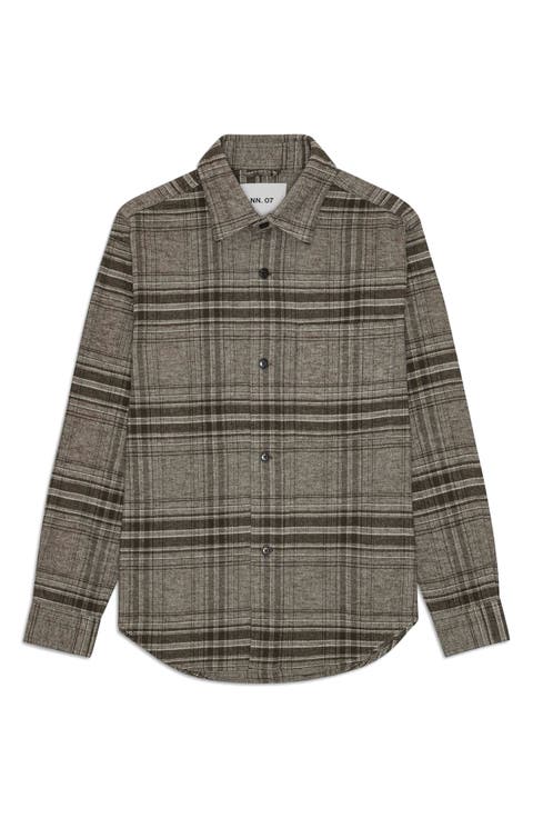 Adwin 5292 Plaid Organic Cotton Flannel Button-Up Shirt