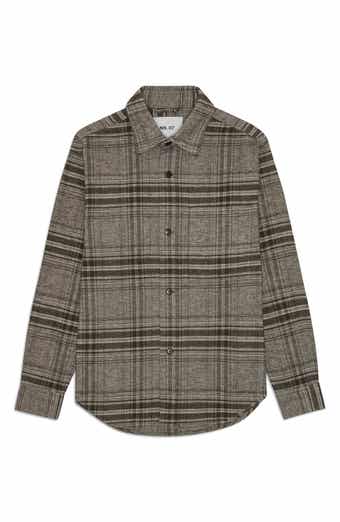 NN07 Adwin 5292 Plaid Organic Cotton Flannel Button-Up Shirt