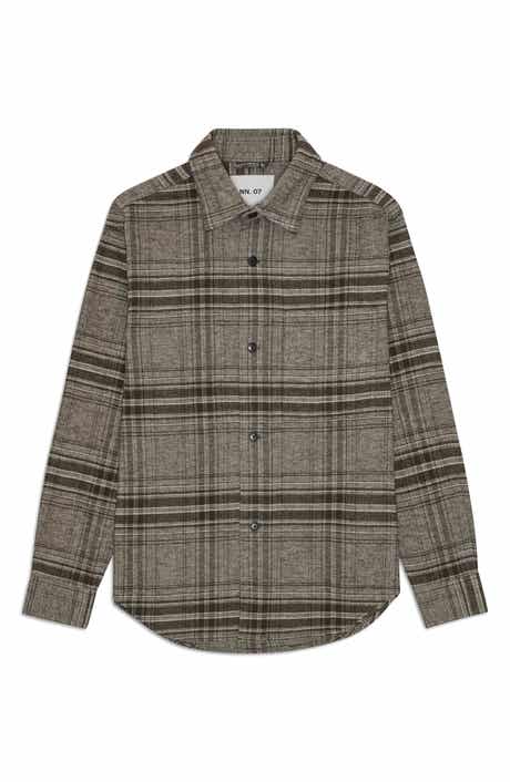 NN07 Adwin 5292 Plaid Organic Cotton Flannel Button-Up Shirt