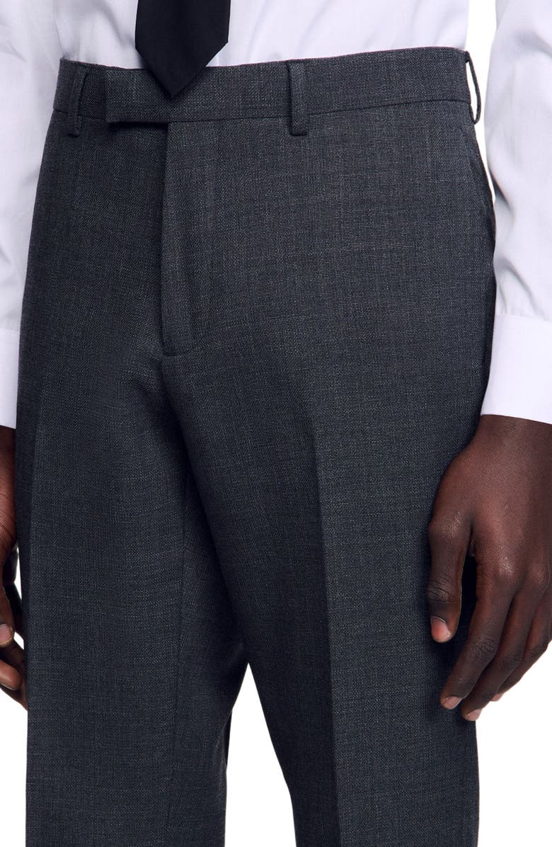 SANDRO Wool suit trousers, Alternate, color, Mocked Grey