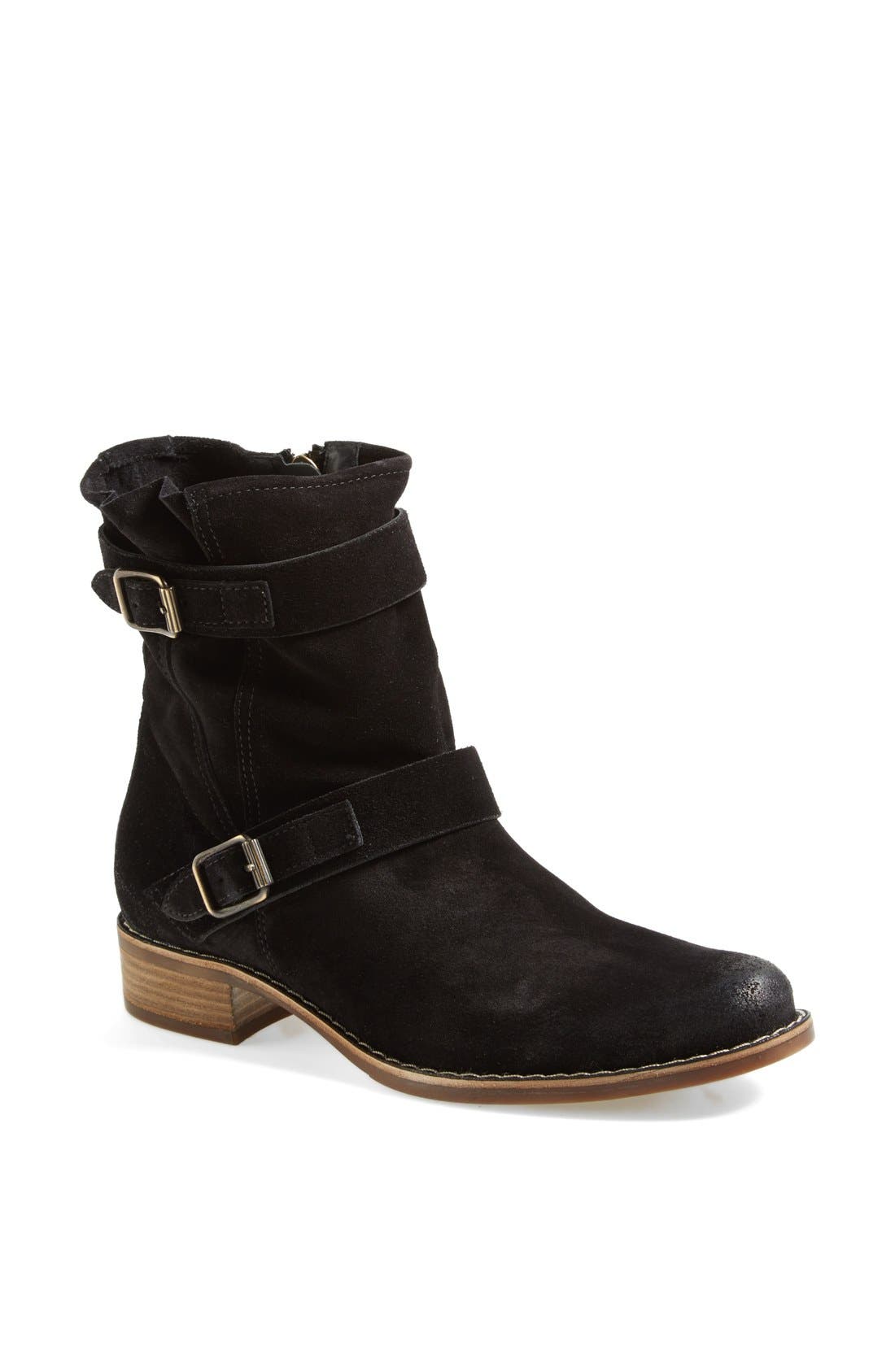 Paul Green 'Ally' Belted Suede Moto Boot, Main, color, 