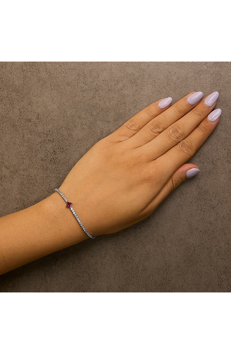 Haus of Brilliance .925 Sterling Silver Created Ruby and Sapphire Adjustable Tennis Chain Bracelet, Alternate, color, White