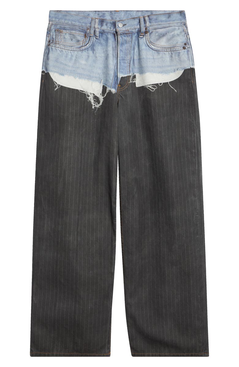 Acne Studios 1981 Loose Fit Trompe l'Oeil Pinstripe Jeans, Main, color, Blue/ Black