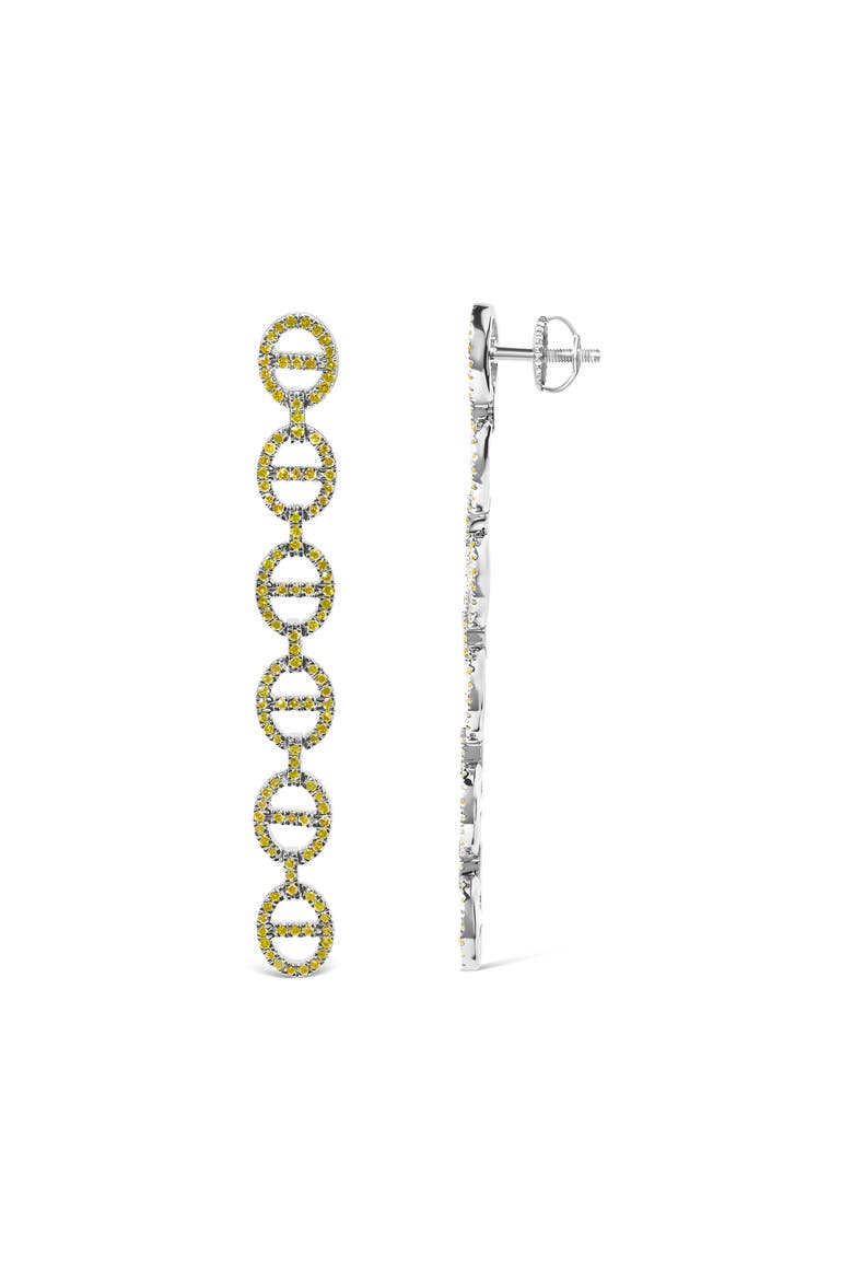 Sterling Silver 1.0 Cttw Yellow Diamond Linked Circle Drop Earrings, Alternate, color, Silver