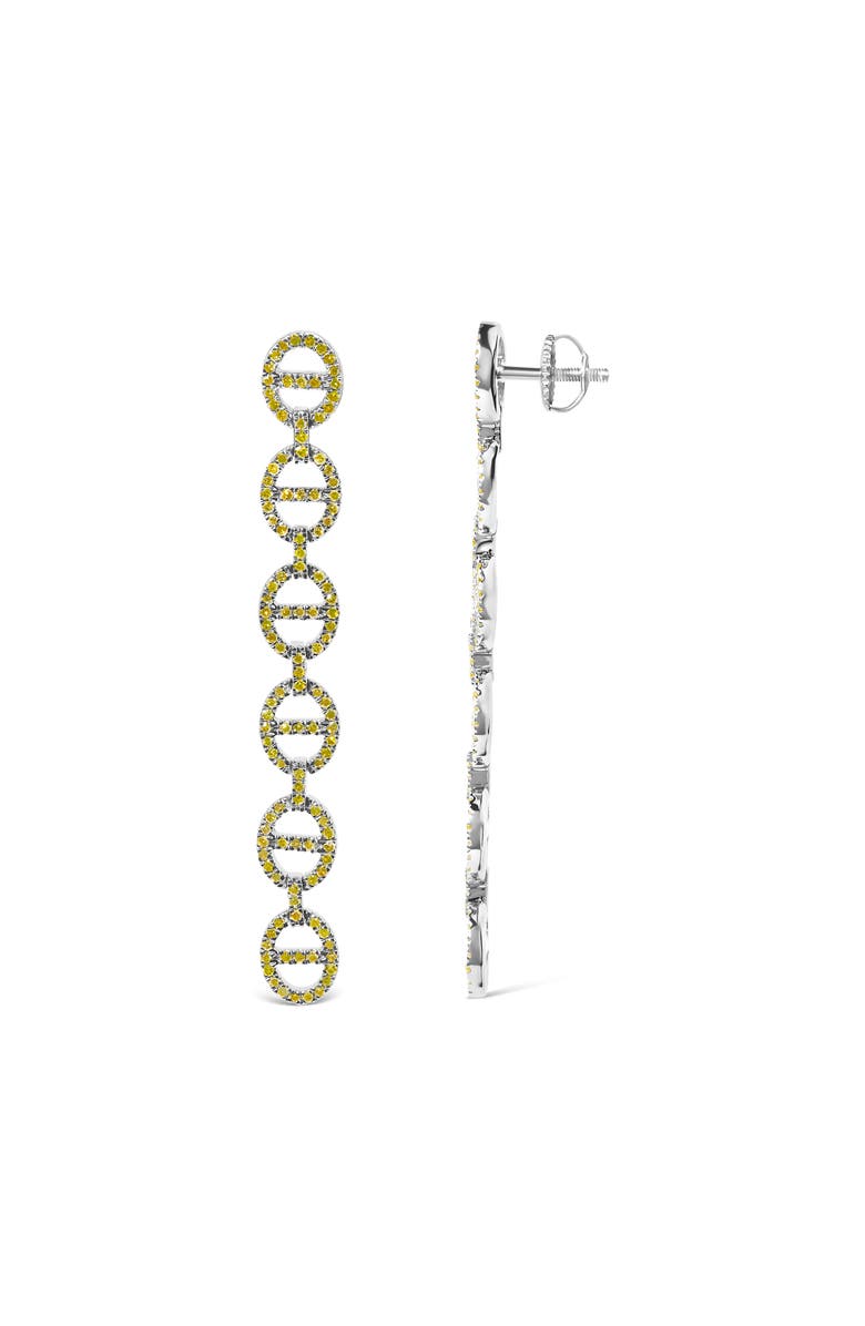 Haus of Brilliance Sterling Silver 1.0 Cttw Yellow Diamond Linked Circle Drop Earrings, Alternate, color, Silver