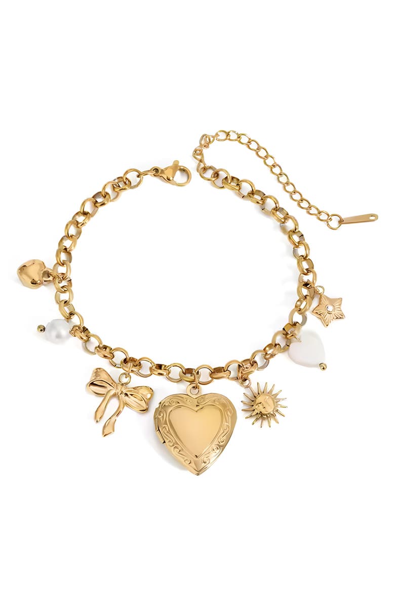 MacRae & Co. Heart Locket Charm Bracelet, Main, color, Gold