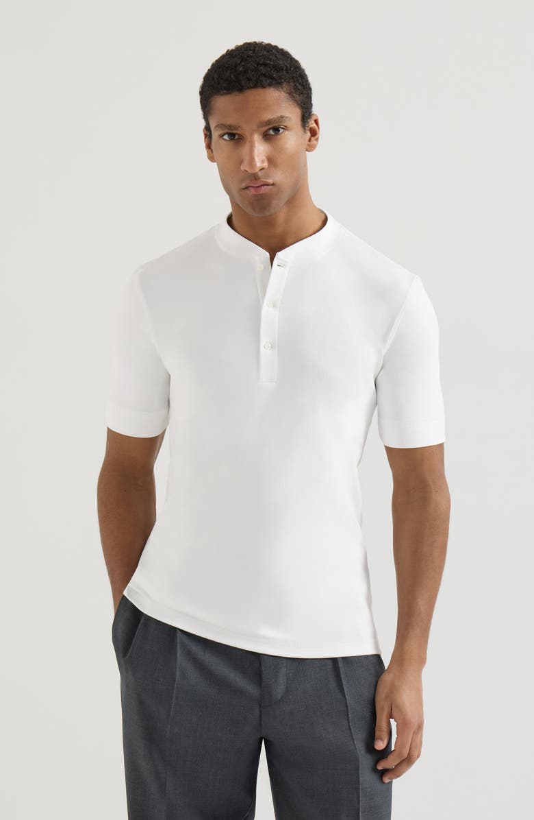 Brunello Cucinelli Henley collar T-shirt, Main, color, White