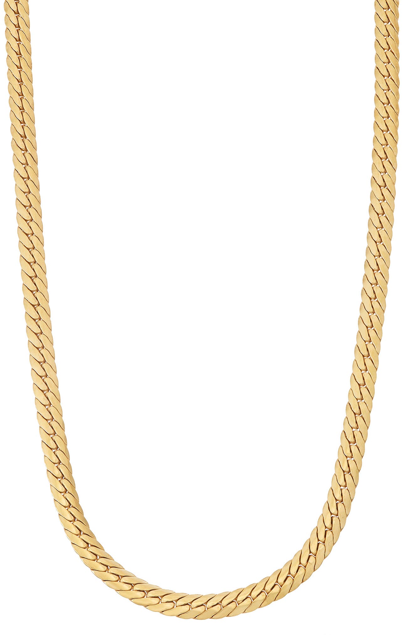 FZN 14K Gold Plated Herringbone Chain Necklace