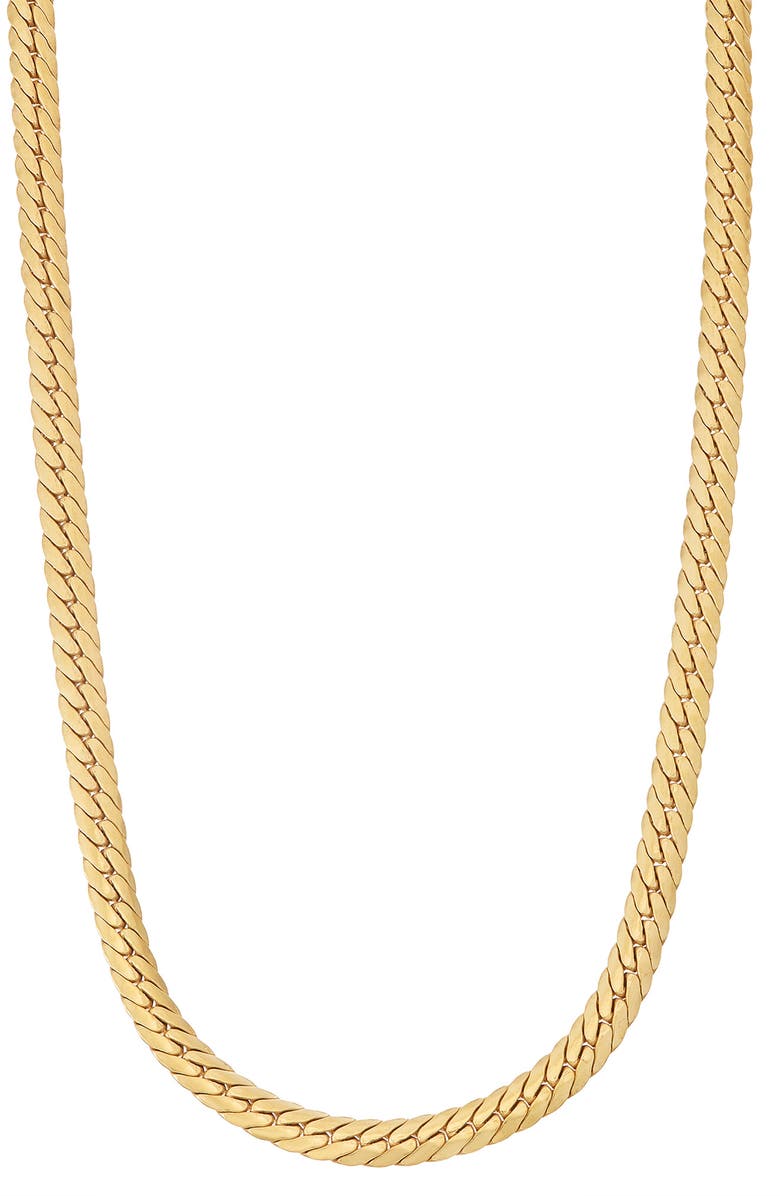 FZN 14K Gold Plated Herringbone Chain Necklace, Main, color, Yellow