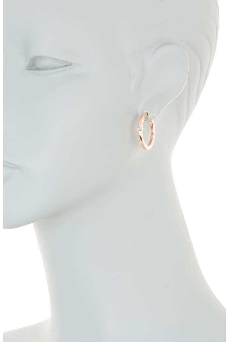 Bezel Set Diamond Hoop Earrings - 0.20 ctw, Alternate, color, ROSE
