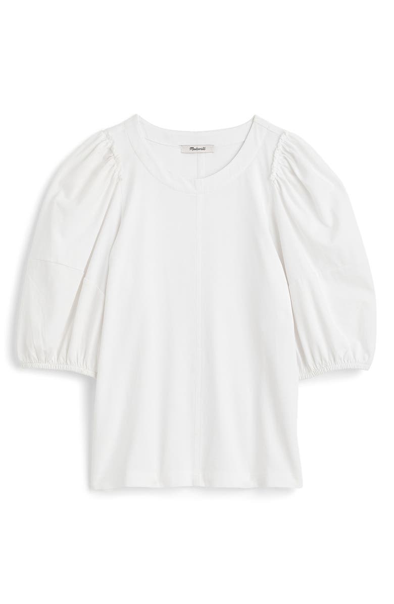 Madewell Puff Sleeve Cotton T-Shirt, Alternate, color, White