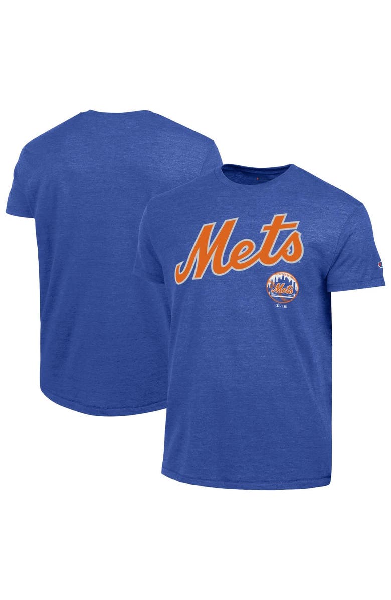 Champion Men's Champion Royal New York Mets Cooperstown Wordmark Lockup Tri-Blend T-Shirt, Main, color, Royal