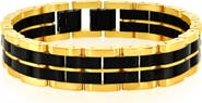 BLACKJACK Men's Two-Tone Striped Link Bracelet