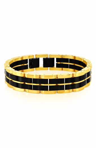 Men's Two-Tone Striped Link Bracelet