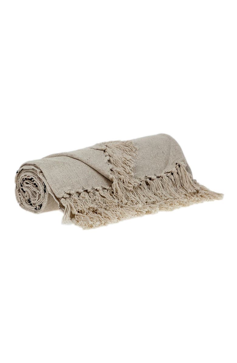 PARKLAND COLLECTION Logan Casual Beige 52" x 67" Woven Handloom Throw, Alternate, color, Beige