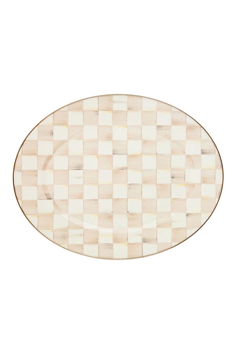 Large Mocha Check Oval Platter, Main, color, MOCHA