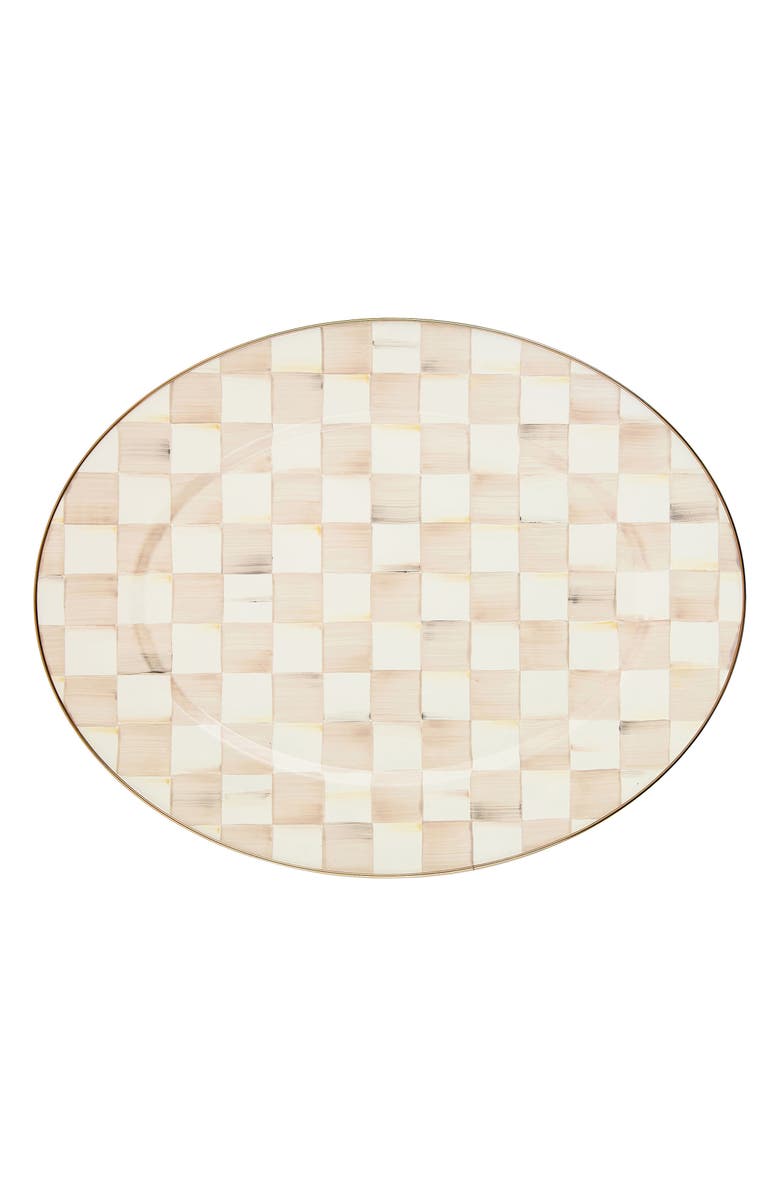 MACKENZIE CHILDS Large Mocha Check Oval Platter, Main, color, Mocha