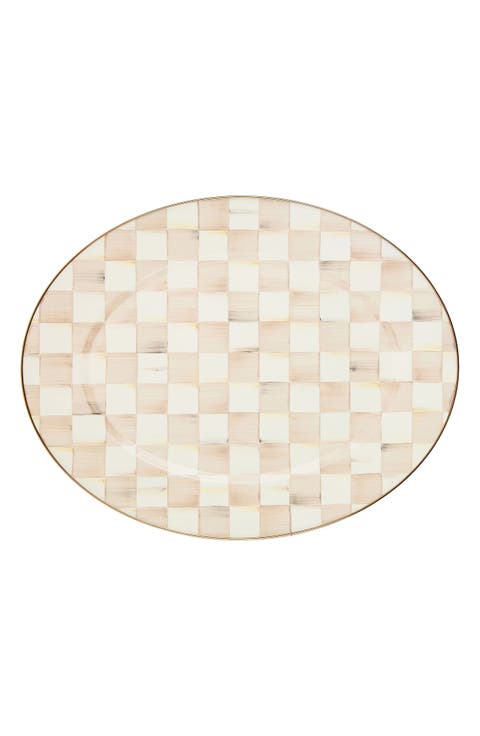 Large Mocha Check Oval Platter