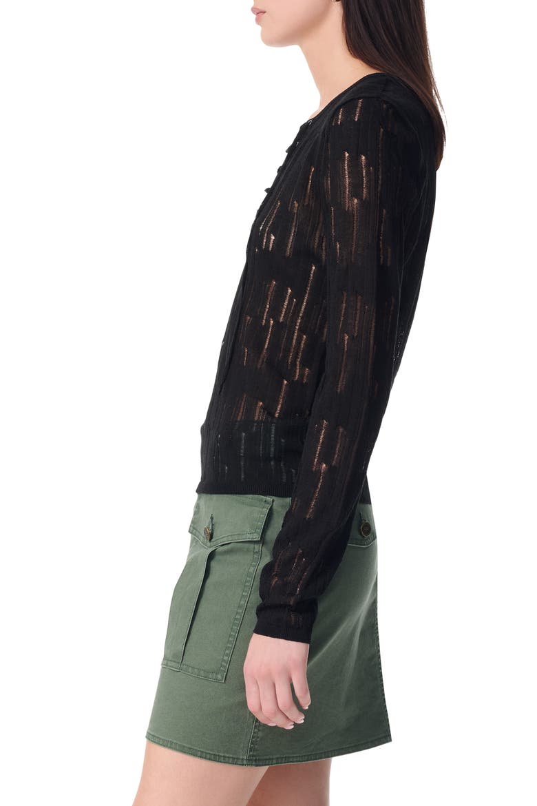 Chiara Distressed Lace-Up Sweater, Alternate, color, BLACK