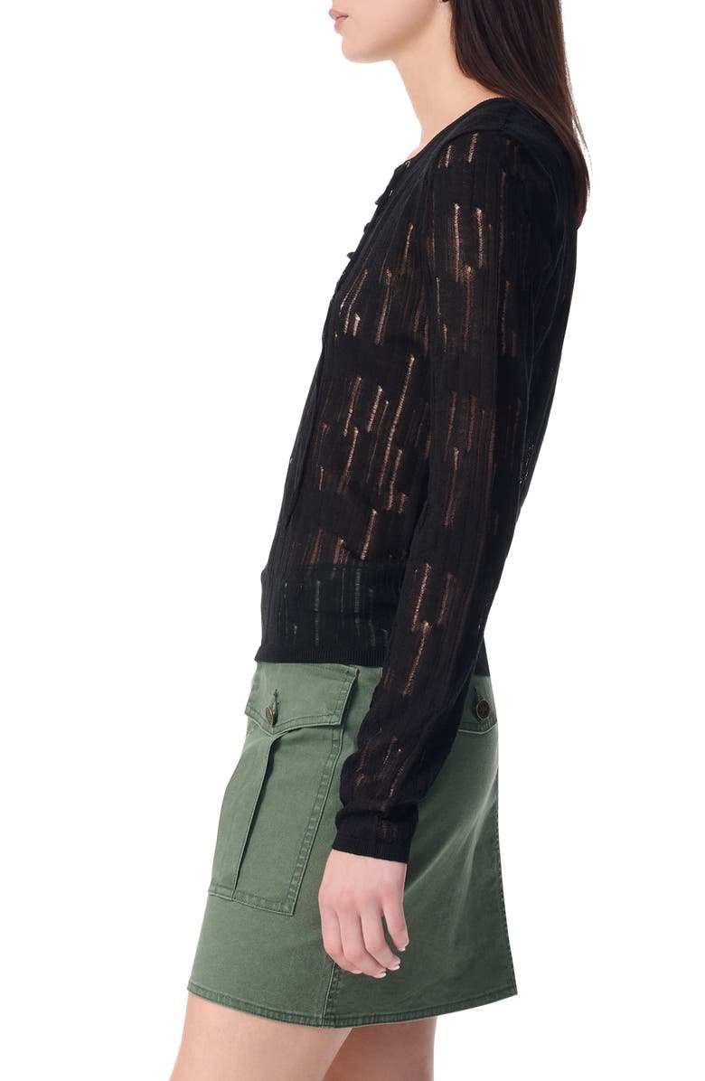 Robert Rodriguez Chiara Distressed Lace-Up Sweater, Alternate, color, Black