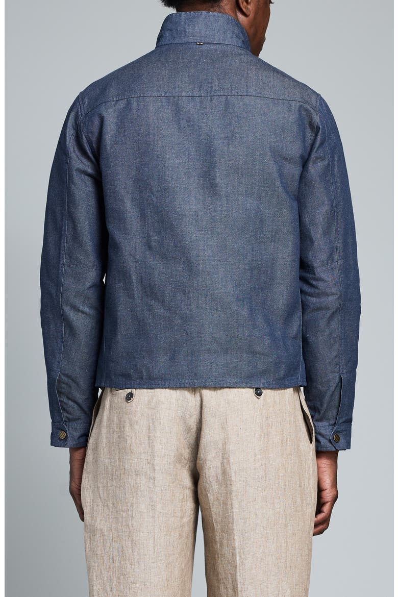Waxed Denim Harrington Jacket, Alternate, color, INDIGO