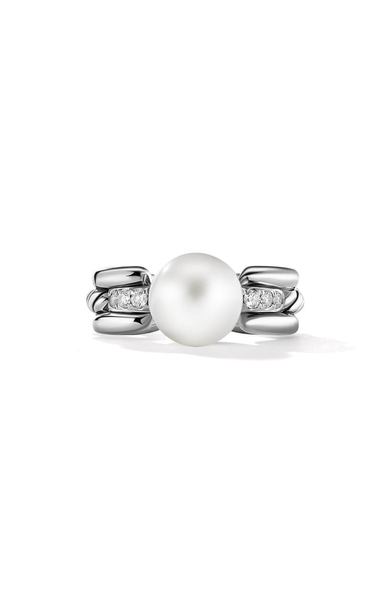 David Yurman DY Madison<sup>®</sup> Pearl Ring in Sterling Silver with Pavé Diamonds, Main, color, 