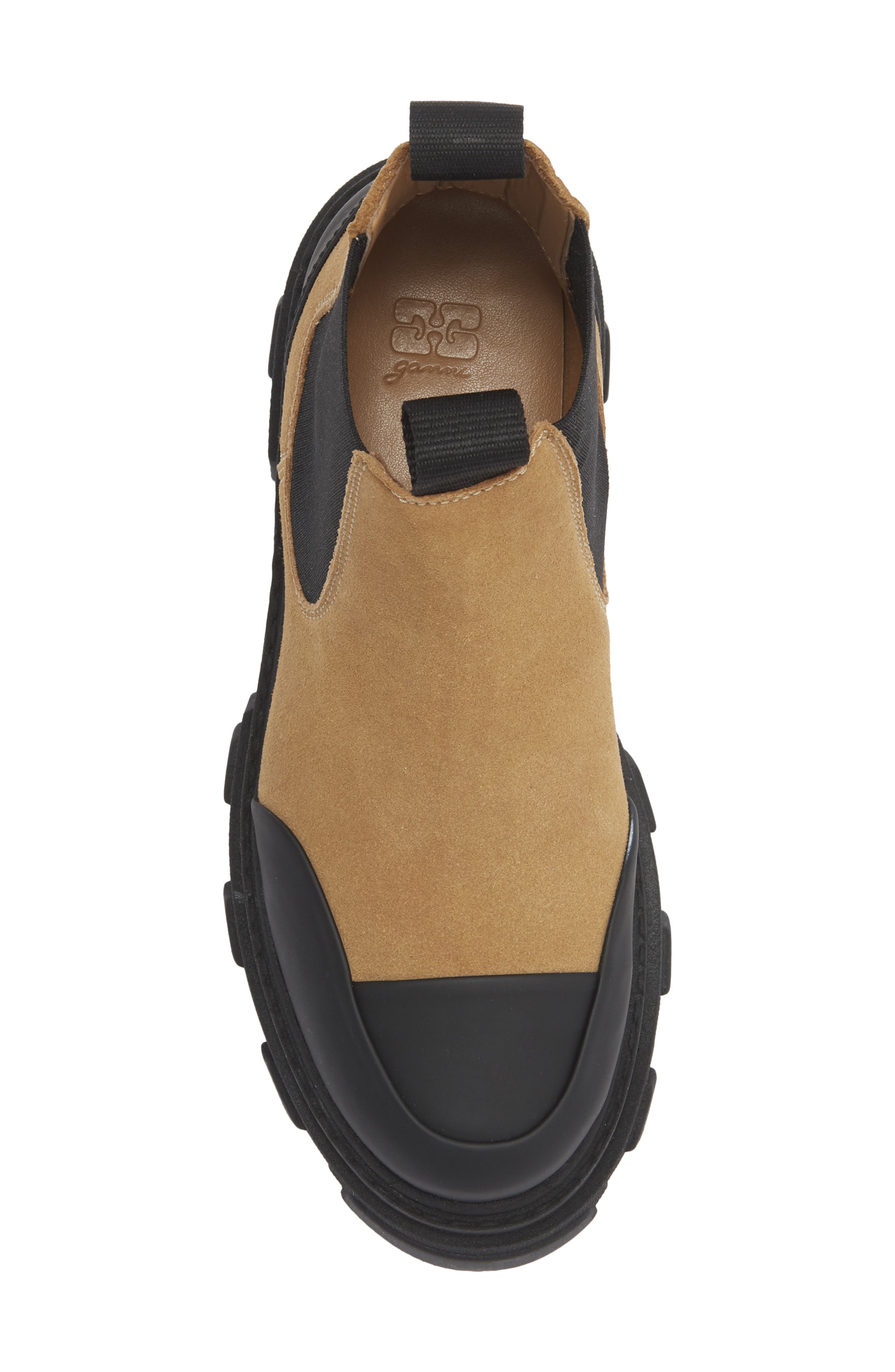 Ganni Cleated Chelsea Boot, Alternate, color, Cognac