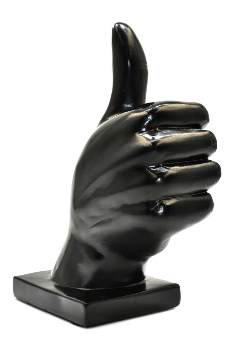 Thumbs Up Sculpture, Main, color, BLACK