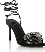 PHILIPP PLEIN Lace-Up High Heels Sandals Strass Flower 9 Women